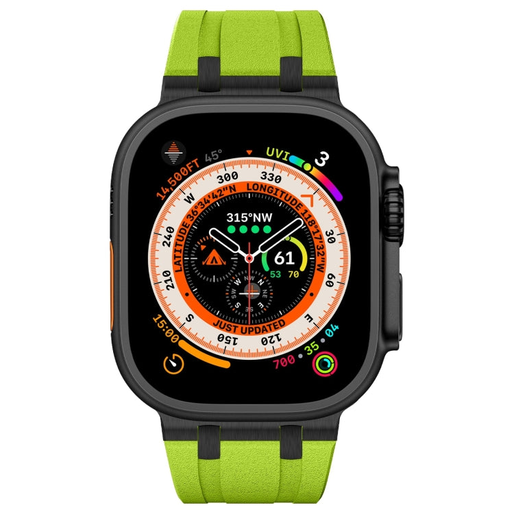 For Apple Watch Series 3 42mm Stone Grain Liquid Silicone Watch Band(Black Green) - Watch Bands by PMC TechLife | Online Shopping South Africa | PMC TechLife