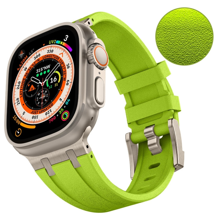 For Apple Watch Series 3 42mm Stone Grain Liquid Silicone Watch Band(Titanium Green) - Watch Bands by PMC TechLife | Online Shopping South Africa | PMC TechLife