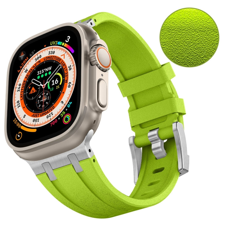 For Apple Watch Series 3 42mm Stone Grain Liquid Silicone Watch Band(Silver Green) - Watch Bands by PMC TechLife | Online Shopping South Africa | PMC TechLife