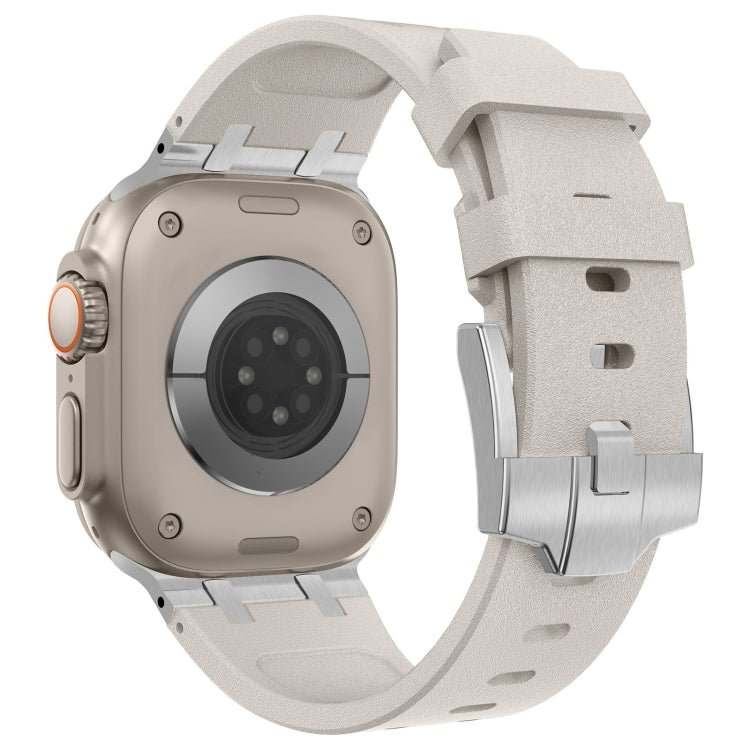 For Apple Watch 42mm Stone Grain Liquid Silicone Watch Band(Silver Starlight) - Watch Bands by PMC TechLife | Online Shopping South Africa | PMC TechLife
