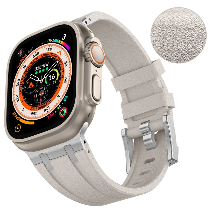 For Apple Watch 42mm Stone Grain Liquid Silicone Watch Band(Silver Starlight) - Watch Bands by PMC TechLife | Online Shopping South Africa | PMC TechLife