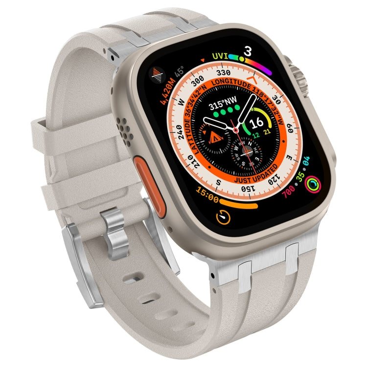 For Apple Watch 42mm Stone Grain Liquid Silicone Watch Band(Silver Starlight) - Watch Bands by PMC TechLife | Online Shopping South Africa | PMC TechLife