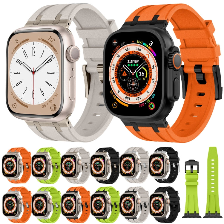 For Apple Watch Series 2 42mm Stone Grain Liquid Silicone Watch Band(Silver Black) - Watch Bands by PMC TechLife | Online Shopping South Africa | PMC TechLife