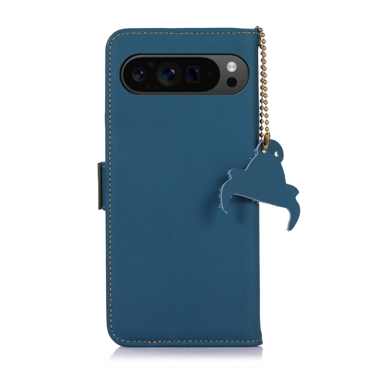 For Google Pixel 9 Genuine Leather Magnetic RFID Leather Phone Case(Blue) - Google Cases by PMC TechLife | Online Shopping South Africa | PMC TechLife | Buy Now Pay Later Mobicred