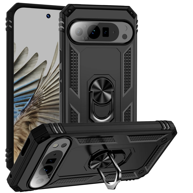 For Google Pixel 9 Pro Shockproof TPU + PC Phone Case with Holder(Black) - Google Cases by PMC TechLife | Online Shopping South Africa | PMC TechLife | Buy Now Pay Later Mobicred