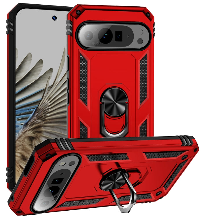 For Google Pixel 9 Pro Shockproof TPU + PC Phone Case with Holder(Red) - Google Cases by PMC TechLife | Online Shopping South Africa | PMC TechLife | Buy Now Pay Later Mobicred