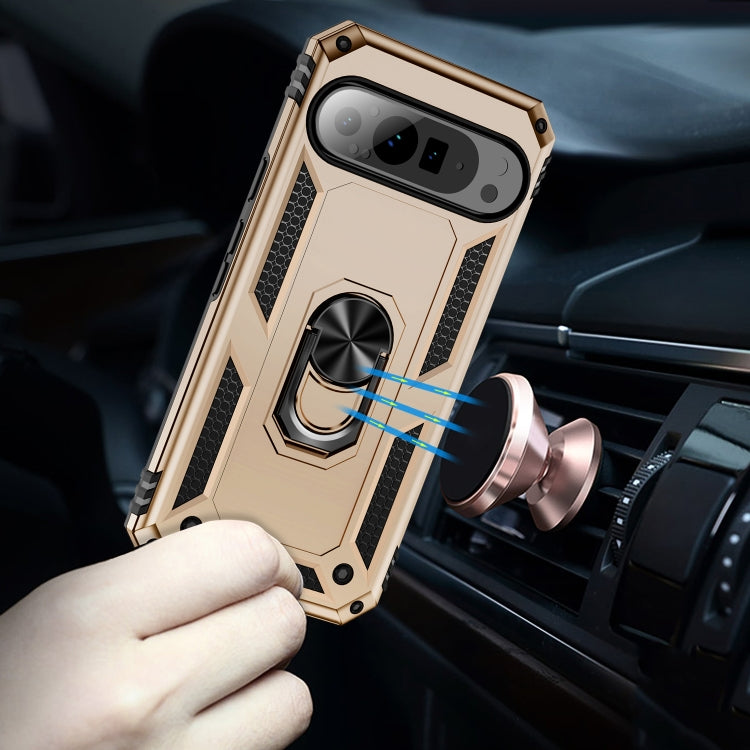 For Google Pixel 9 Pro Shockproof TPU + PC Phone Case with Holder(Gold) - Google Cases by PMC TechLife | Online Shopping South Africa | PMC TechLife | Buy Now Pay Later Mobicred