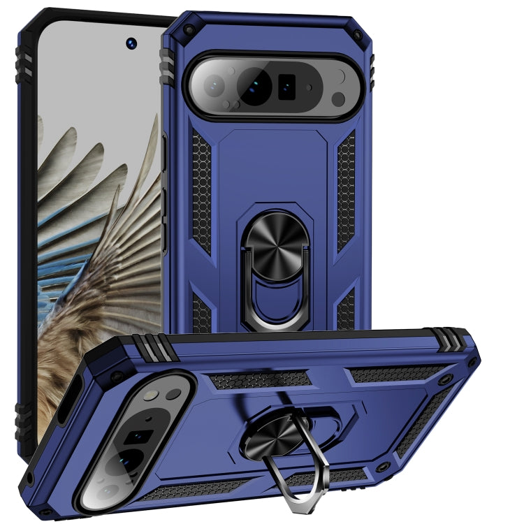For Google Pixel 9 Pro Shockproof TPU + PC Phone Case with Holder(Blue) - Google Cases by PMC TechLife | Online Shopping South Africa | PMC TechLife | Buy Now Pay Later Mobicred