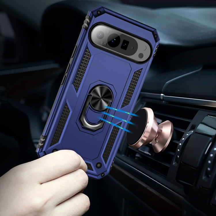 For Google Pixel 9 Pro Shockproof TPU + PC Phone Case with Holder(Blue) - Google Cases by PMC TechLife | Online Shopping South Africa | PMC TechLife | Buy Now Pay Later Mobicred