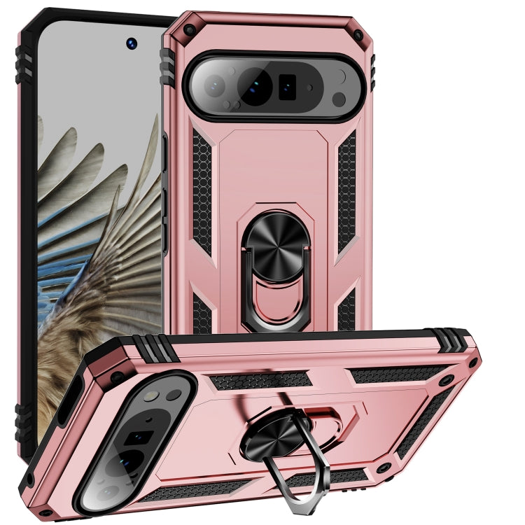 For Google Pixel 9 Pro Shockproof TPU + PC Phone Case with Holder(Rose Gold) - Google Cases by PMC TechLife | Online Shopping South Africa | PMC TechLife | Buy Now Pay Later Mobicred