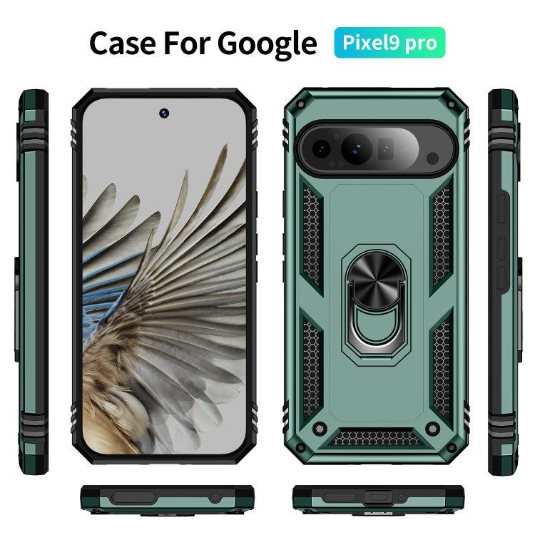For Google Pixel 9 Pro Shockproof TPU + PC Phone Case with Holder(Dark Green) - Google Cases by PMC TechLife | Online Shopping South Africa | PMC TechLife | Buy Now Pay Later Mobicred