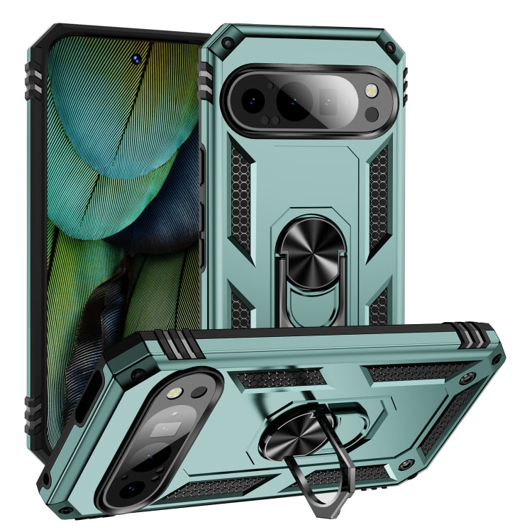 For Google Pixel 9 Shockproof TPU + PC Phone Case with Holder(Dark Green) - Google Cases by PMC TechLife | Online Shopping South Africa | PMC TechLife | Buy Now Pay Later Mobicred