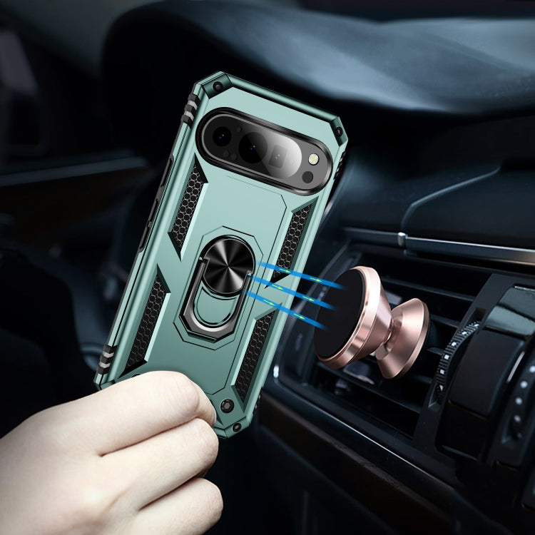 For Google Pixel 9 Shockproof TPU + PC Phone Case with Holder(Dark Green) - Google Cases by PMC TechLife | Online Shopping South Africa | PMC TechLife | Buy Now Pay Later Mobicred