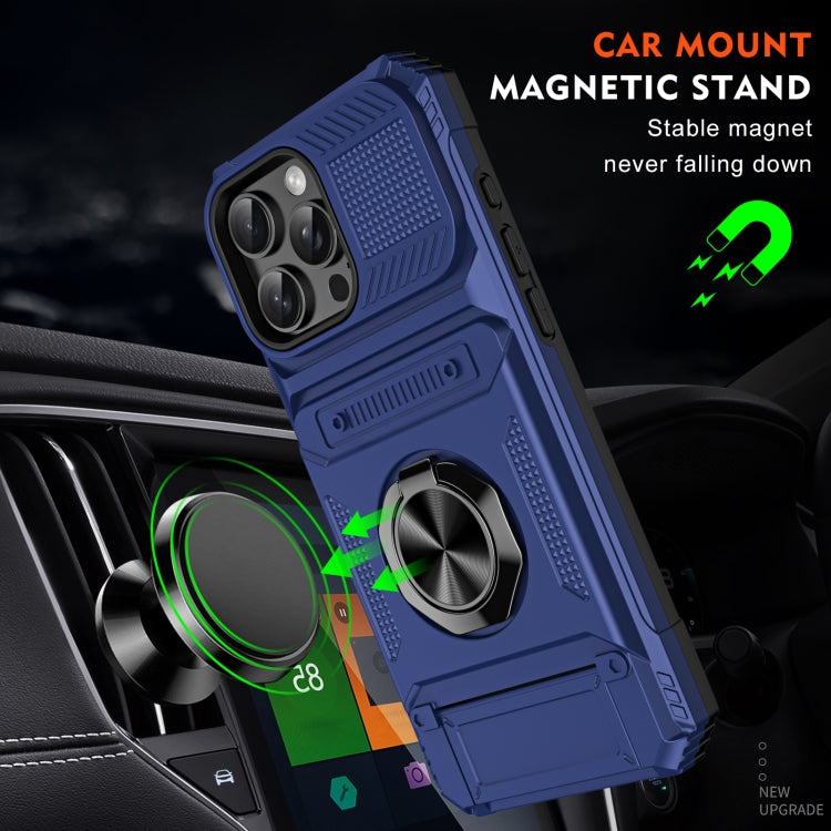 For iPhone 16 Pro TPU+PC Shockproof Card Phone Case with Metal Ring Holder(Blue) - free shipping - PMC TechLife - Order now!