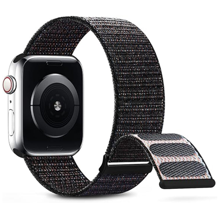 For Apple Watch SE 2023 44mm Dual Hook and Loop Nylon Watch Band(Reflective Black) - Watch Bands by PMC TechLife | Online Shopping South Africa | PMC TechLife