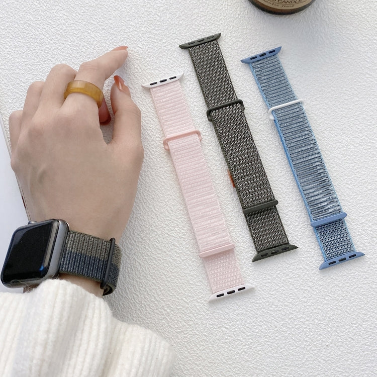 For Apple Watch Series 8 41mm Dual Hook and Loop Nylon Watch Band(Pearl Powder) - Watch Bands by PMC TechLife | Online Shopping South Africa | PMC TechLife