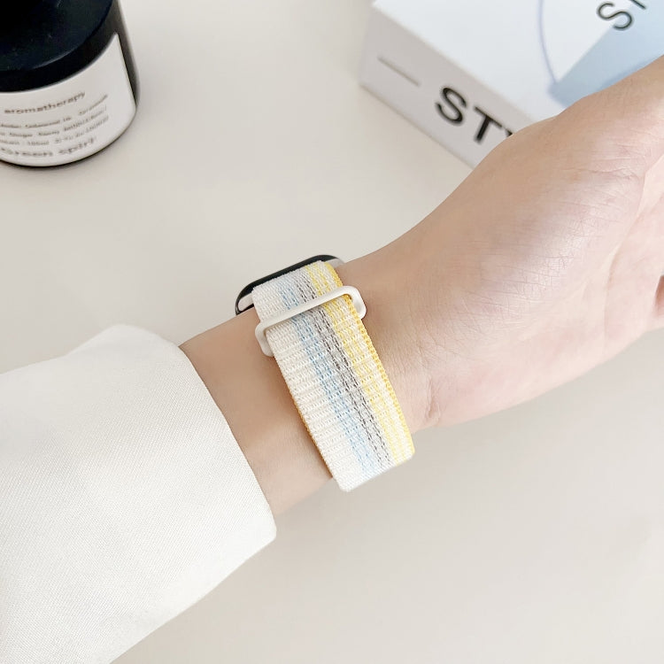 For Apple Watch SE 2023 40mm Dual Hook and Loop Nylon Watch Band(Pearl Powder) - Watch Bands by PMC TechLife | Online Shopping South Africa | PMC TechLife