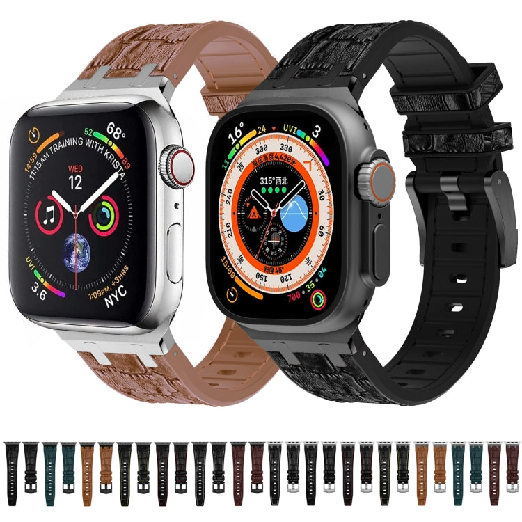 For Apple Watch Series 3 42mm Crocodile Texture Liquid Silicone Watch Band(Silver Red Black) - Watch Bands by PMC TechLife | Online Shopping South Africa | PMC TechLife
