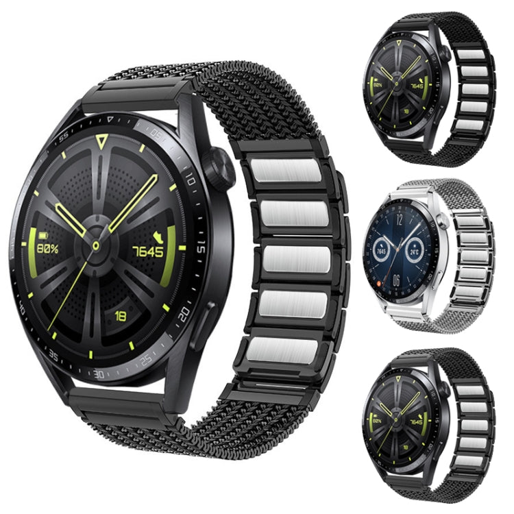 For Huawei Watch 4 / 4 Pro 22mm Magnetic Clasp Braided Chain Stainless Steel Watch Band(Black) - Watch Bands by PMC TechLife | Online Shopping South Africa | PMC TechLife | Buy Now Pay Later Mobicred