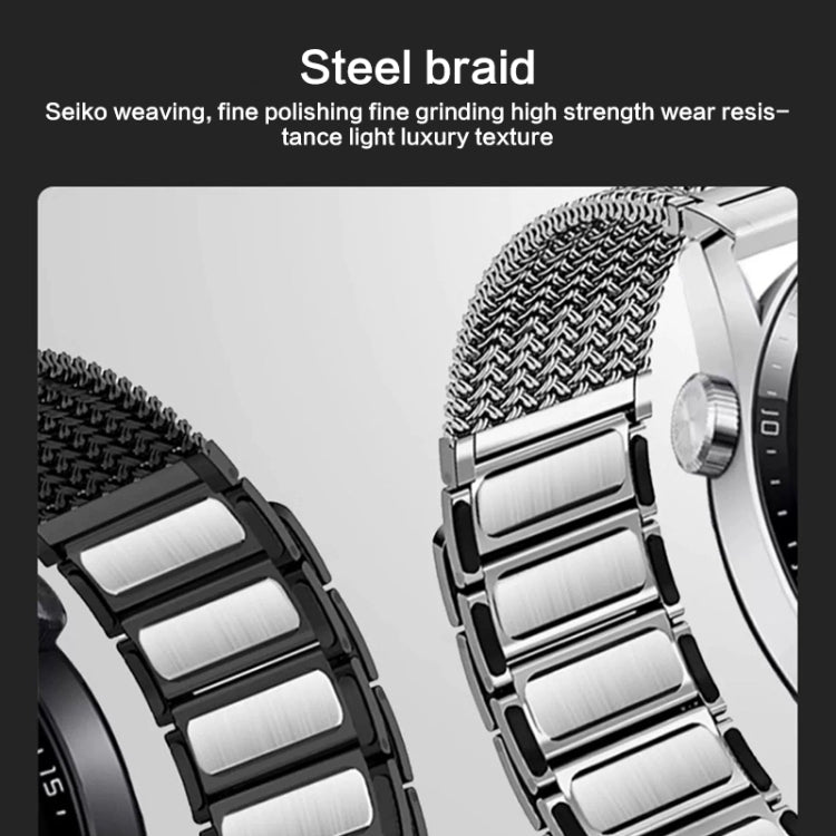 For Huawei Watch 4 / 4 Pro 22mm Magnetic Clasp Braided Chain Stainless Steel Watch Band(Silver) - Watch Bands by PMC TechLife | Online Shopping South Africa | PMC TechLife