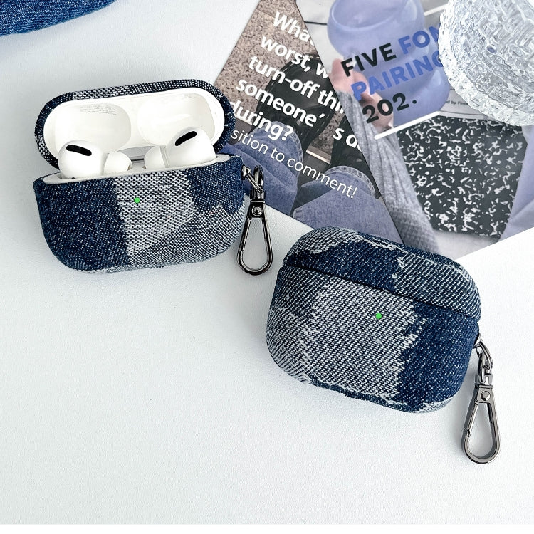 For AirPods Pro Stitching Denim Cloth Bluetooth Earphone Protective Case(Rhombus) - For AirPods Pro by PMC Jewellery | Online Shopping South Africa | PMC Jewellery | Buy Now Pay Later Mobicred