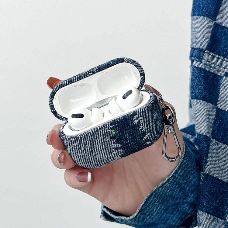 For AirPods Pro Stitching Denim Cloth Bluetooth Earphone Protective Case(Dark Color Irregular) - For AirPods Pro by PMC Jewellery | Online Shopping South Africa | PMC Jewellery | Buy Now Pay Later Mobicred