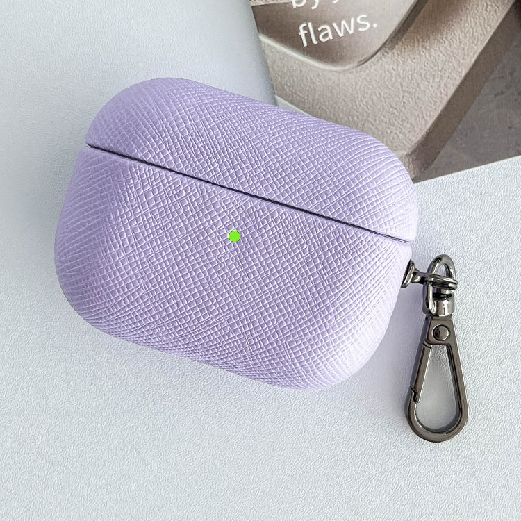 For AirPods 3 Cross Texture PU Leather Bluetooth Earphone Protective Case(Purple) - free shipping - PMC Jewellery - Order now!