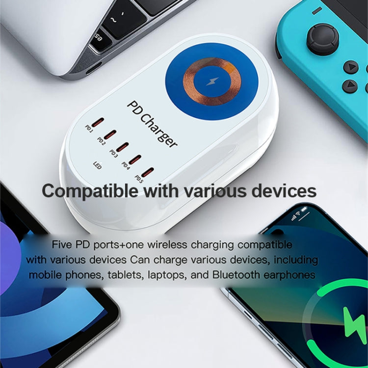 WLX-810C 140W GaN PD Multi-port Charger, Support Wireless Fast Charging(White) - Multifunction Charger by PMC Jewellery | Online Shopping South Africa | PMC Jewellery | Buy Now Pay Later Mobicred