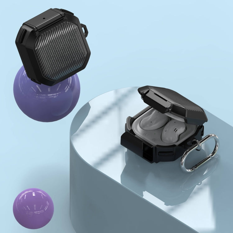 For Galaxy Buds Live / Pro /2 /2 Pro / FE Carbon Fiber TPU Hybrid PC Case with Hook(Yellow) - free shipping - PMC Jewellery - Order now!