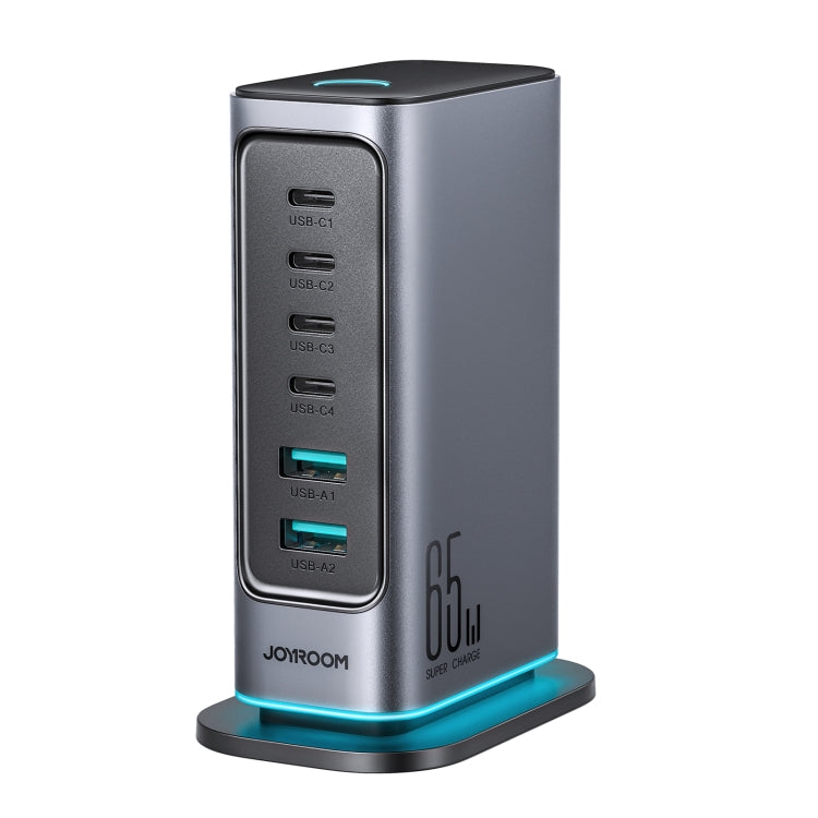 JOYROOM JR-TCM02 6 in 1 65W GaN 4 USB-C & 2 USB-A Multi-port Charger, Power Plug:UK Plug(Dark Gray) - free shipping - PMC Jewellery - Order now!