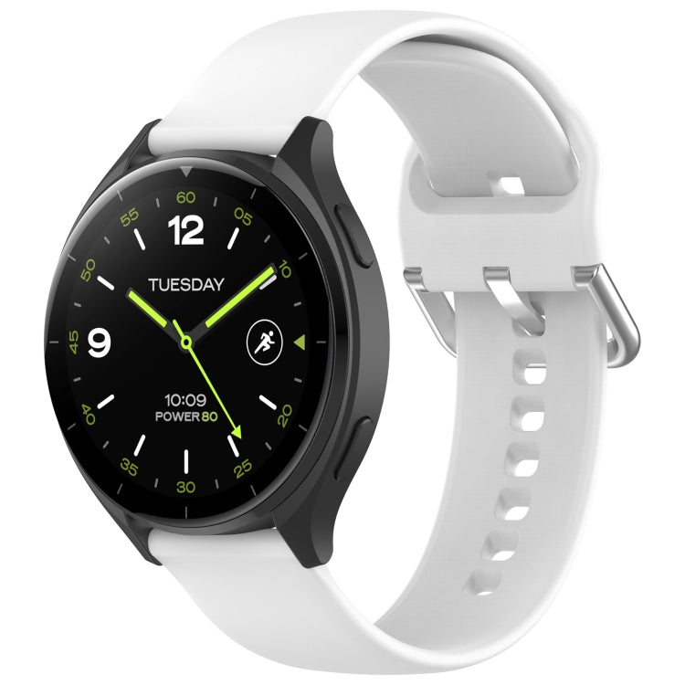 For Xiaomi Watch 2 Solid Color Metal Silver Buckle Silicone Watch Band, Size: S(White) - Watch Bands by PMC TechLife | Online Shopping South Africa | PMC TechLife