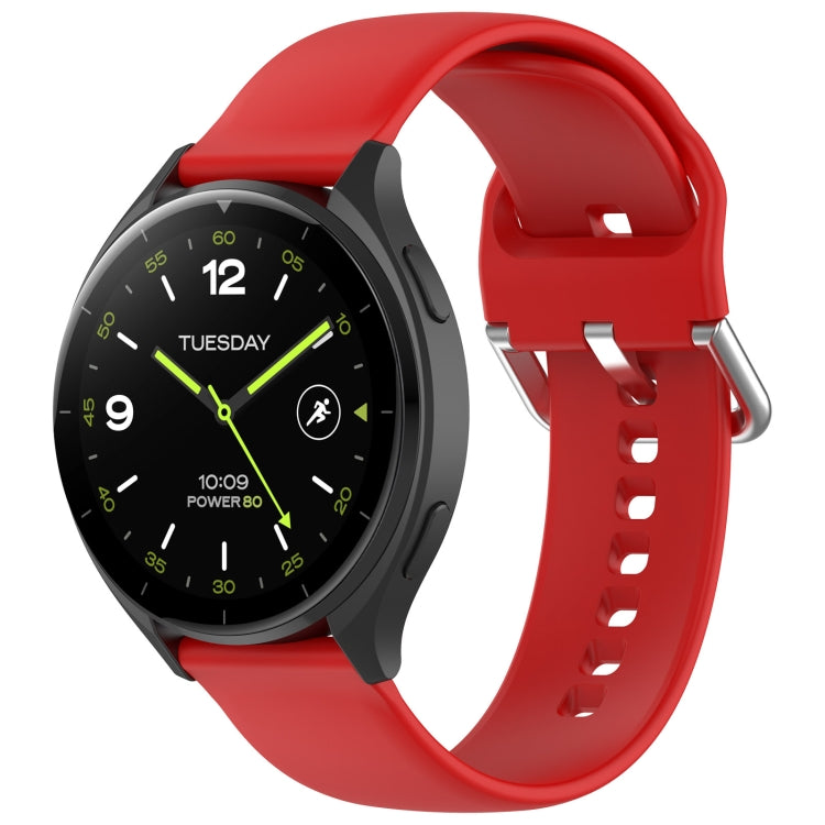 For Xiaomi Watch 2 Solid Color Metal Silver Buckle Silicone Watch Band, Size: S(Red) - Watch Bands by PMC TechLife | Online Shopping South Africa | PMC TechLife