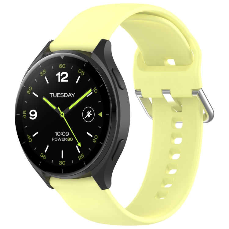 For Xiaomi Watch 2 Solid Color Metal Silver Buckle Silicone Watch Band, Size: S(Yellow) - Watch Bands by PMC TechLife | Online Shopping South Africa | PMC TechLife