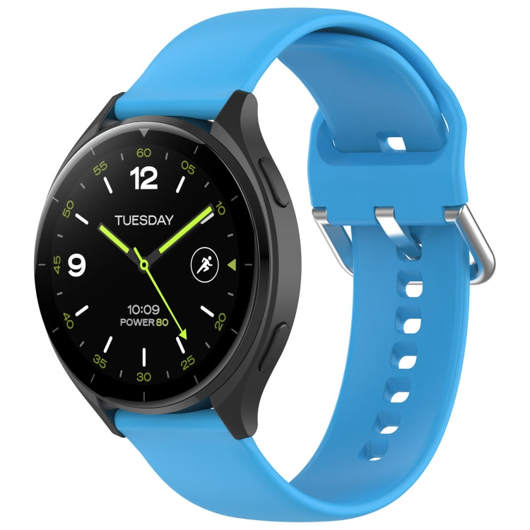 For Xiaomi Watch 2 Solid Color Metal Silver Buckle Silicone Watch Band, Size: S(Sky Blue) - Watch Bands by PMC TechLife | Online Shopping South Africa | PMC TechLife