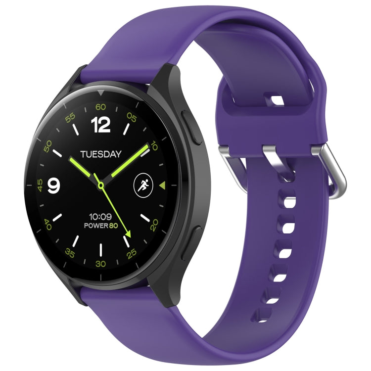 For Xiaomi Watch 2 Solid Color Metal Silver Buckle Silicone Watch Band, Size: S(Purple) - Watch Bands by PMC TechLife | Online Shopping South Africa | PMC TechLife