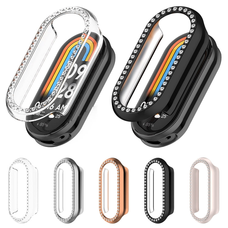 For Xiaomi Mi Band 8 Diamond Half Pack Hollow PC Watch Protective Case(Transparent) - Watch Cases by PMC TechLife | Online Shopping South Africa | PMC TechLife