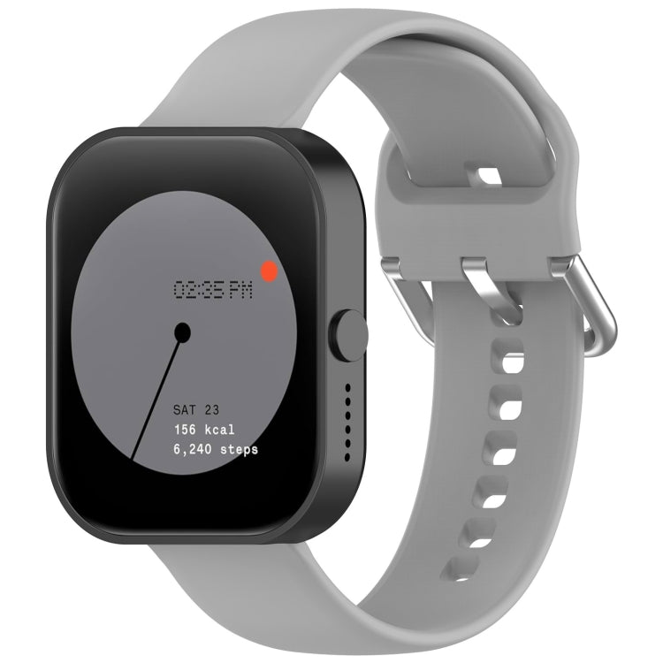 For CMF Watch Pro D395 22mm Solid Color Silver Buckle Silicone Watch Band, Size:L(Grey) - Watch Bands by PMC TechLife | Online Shopping South Africa | PMC TechLife