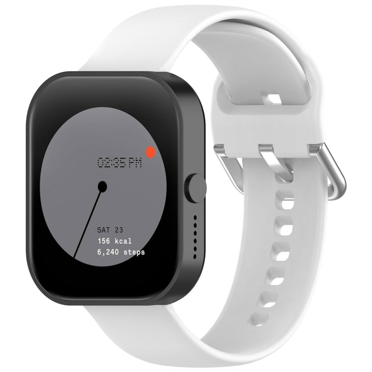 For CMF Watch Pro D395 / Watch Pro 2 22mm Solid Color Silver Buckle Silicone Watch Band, Size:S(White) - Watch Bands by PMC TechLife | Online Shopping South Africa | PMC TechLife | Buy Now Pay Later Mobicred