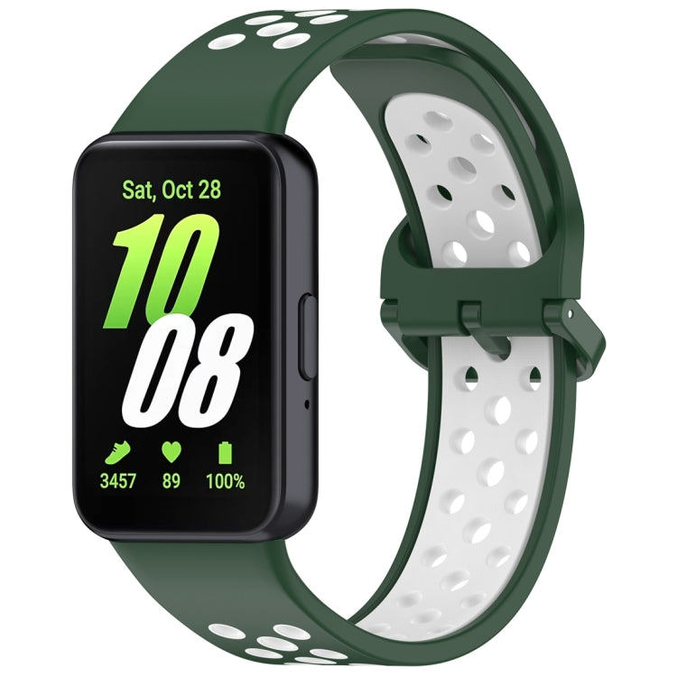 For Samsung Galaxy Fit 3 Two Color Breathable Silicone Watch Band(Dark Green White) - Watch Bands by PMC TechLife | Online Shopping South Africa | PMC TechLife