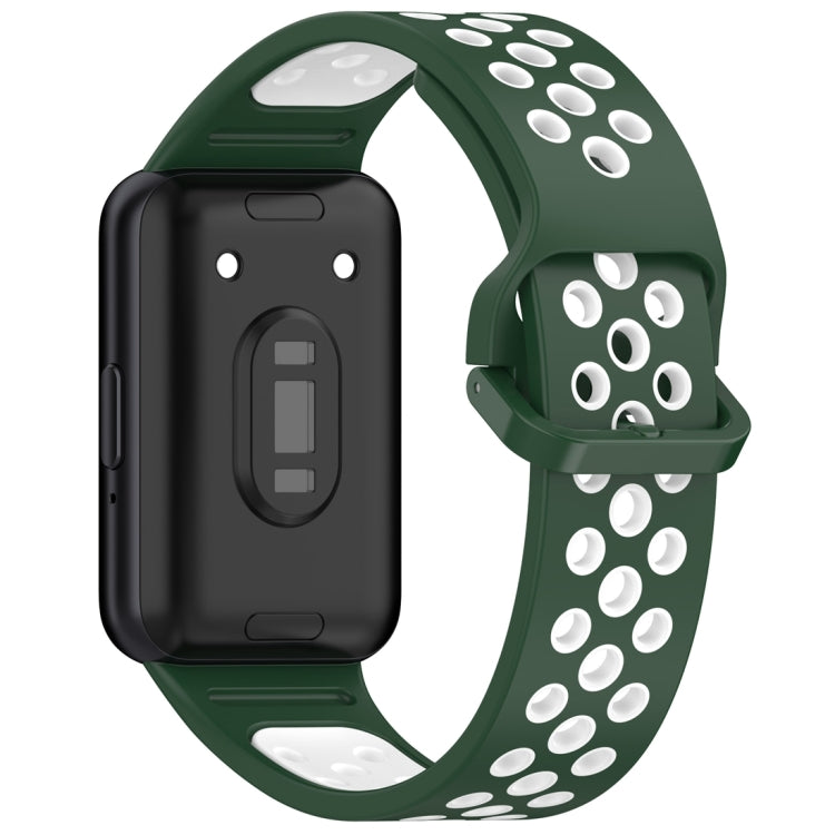 For Samsung Galaxy Fit 3 Two Color Breathable Silicone Watch Band(Dark Green White) - Watch Bands by PMC TechLife | Online Shopping South Africa | PMC TechLife