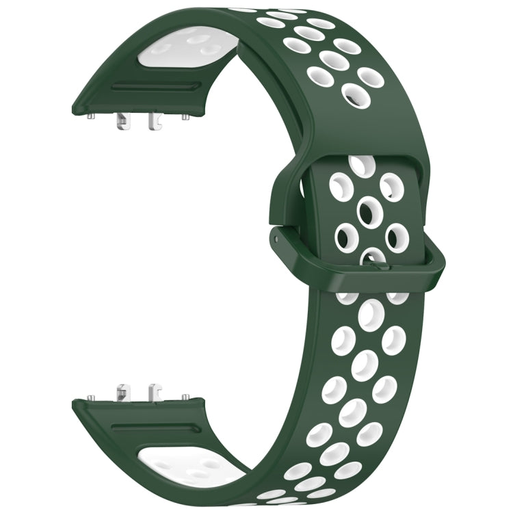 For Samsung Galaxy Fit 3 Two Color Breathable Silicone Watch Band(Dark Green White) - Watch Bands by PMC TechLife | Online Shopping South Africa | PMC TechLife