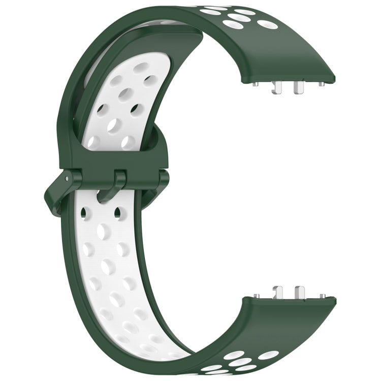 For Samsung Galaxy Fit 3 Two Color Breathable Silicone Watch Band(Dark Green White) - Watch Bands by PMC TechLife | Online Shopping South Africa | PMC TechLife