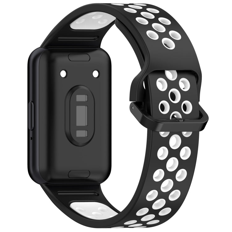 For Samsung Galaxy Fit 3 Two Color Breathable Silicone Watch Band(Black White) - Watch Bands by PMC TechLife | Online Shopping South Africa | PMC TechLife