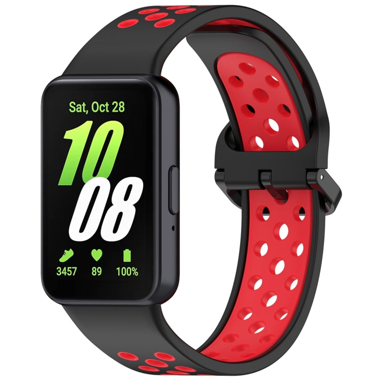 For Samsung Galaxy Fit 3 Two Color Breathable Silicone Watch Band(Black Red) - Watch Bands by PMC TechLife | Online Shopping South Africa | PMC TechLife