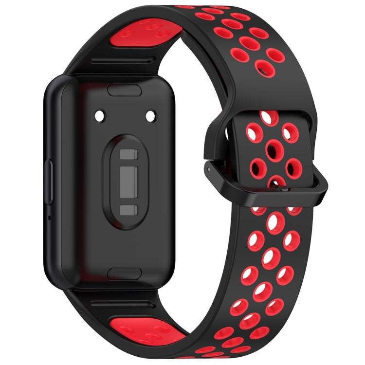 For Samsung Galaxy Fit 3 Two Color Breathable Silicone Watch Band(Black Red) - Watch Bands by PMC TechLife | Online Shopping South Africa | PMC TechLife