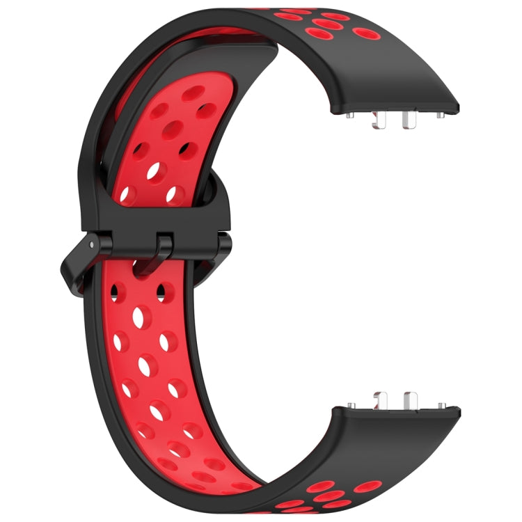 For Samsung Galaxy Fit 3 Two Color Breathable Silicone Watch Band(Black Red) - Watch Bands by PMC TechLife | Online Shopping South Africa | PMC TechLife