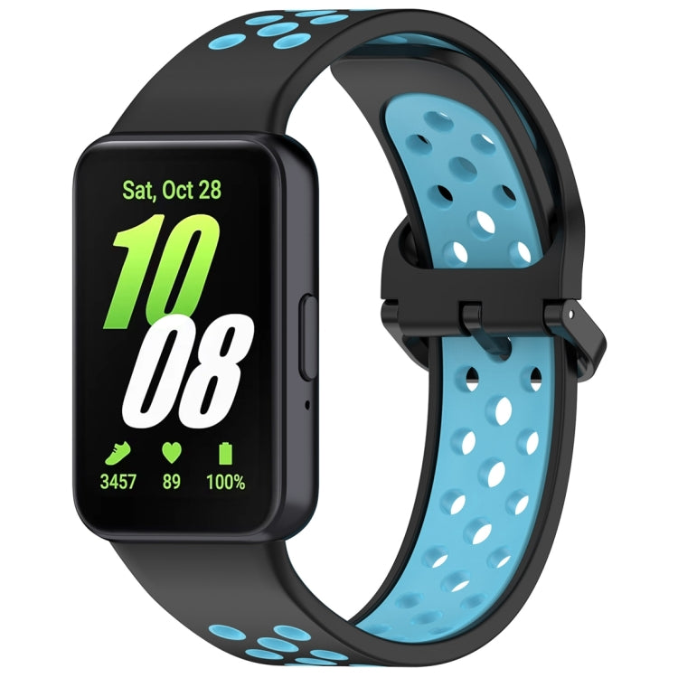 For Samsung Galaxy Fit 3 Two Color Breathable Silicone Watch Band(Black Blue) - Watch Bands by PMC TechLife | Online Shopping South Africa | PMC TechLife