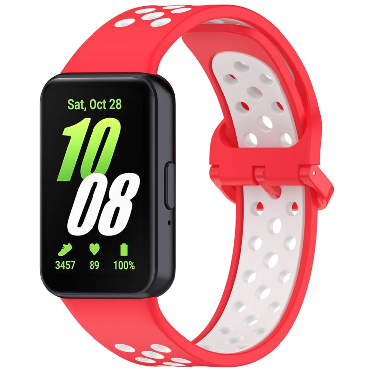 For Samsung Galaxy Fit 3 Two Color Breathable Silicone Watch Band(Red White) - Watch Bands by PMC TechLife | Online Shopping South Africa | PMC TechLife