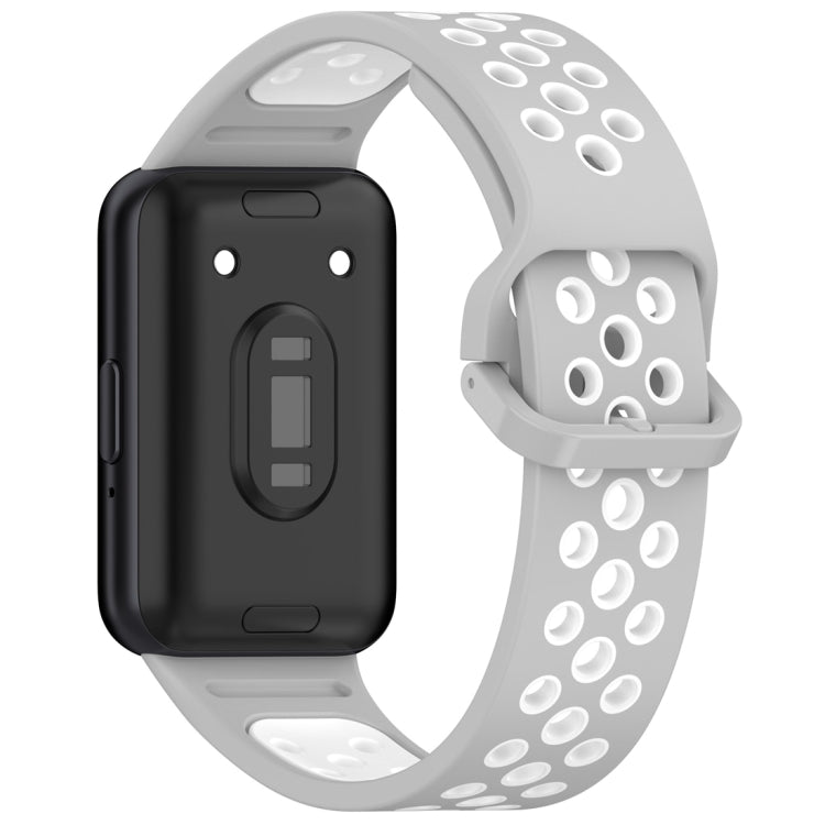 For Samsung Galaxy Fit 3 Two Color Breathable Silicone Watch Band(Grey White) - Watch Bands by PMC TechLife | Online Shopping South Africa | PMC TechLife