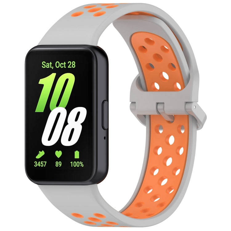 For Samsung Galaxy Fit 3 Two Color Breathable Silicone Watch Band(Grey Orange) - Watch Bands by PMC TechLife | Online Shopping South Africa | PMC TechLife